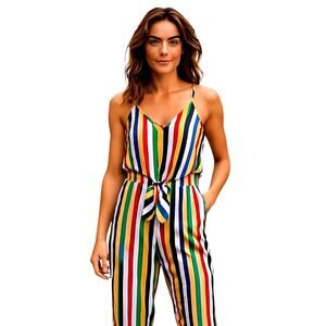 It's Medium Women's Jumpsuit Striped Romper Sleeveless BOHO Miss Size 8 10 M